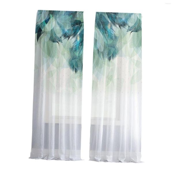 Cortinas de penas de pavão aquarela Cortinas de bolso de haste Janela de filtragem de luz Cortinas de filtragem de luz para porta Decoração de quarto de casa de fazenda