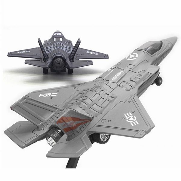 Modello di aeromobile grande lega tirare indietro F-35 modello di aereo da caccia musica LED aereo giocattolo regalo 230712