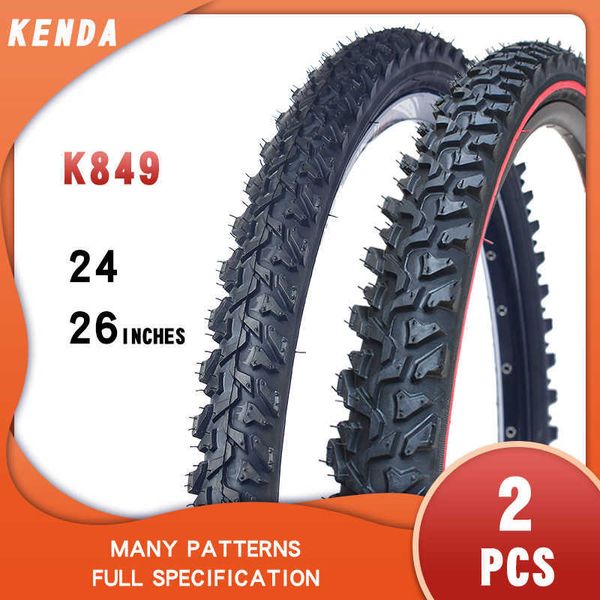 Велосипедные шины 2pcs kenda k849 Горная велосипедная шина 24/26 дюйма 24 * 1,95 26 * 1,95 2.1 Черная шина красная линия поперечная утолщенная кросс-кантри HKD230712