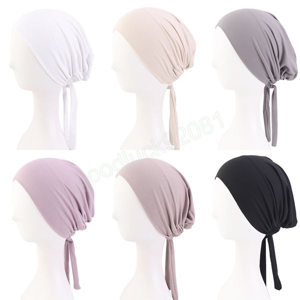 Muslimische Turban-Kappe, innen unter dem Schal, Mütze für Frauen, islamische Turbane, Hijab-Kappe mit Krawatte, Motorhaube, Indien-Hut, Kopfbedeckung, Turbante Mujer