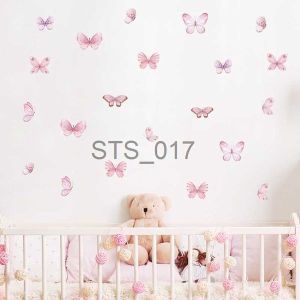 Altri Adesivi Decorativi 17pcs Acquerello Farfalla Adesivi Murali per Camera Ragazze Camera da Letto Bambini Stickers Murali Soggiorno Baby Nursery Room Decor Carta da Parati x0712