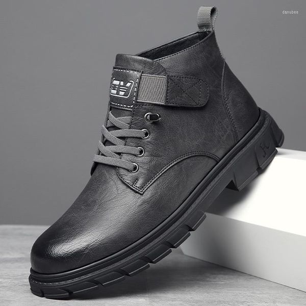 Botas 2023 outono e inverno masculino de pelúcia quente neve versátil moda sola macia sapatos casuais trabalho para homens