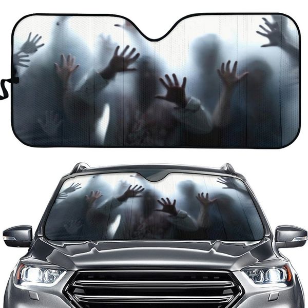 Shade Walking Dead 3D-Druck Auto Sonnenuntergang Zombie Silhouette Sommer Autozubehör Langlebige Autofensterabdeckung Große Größe 230711
