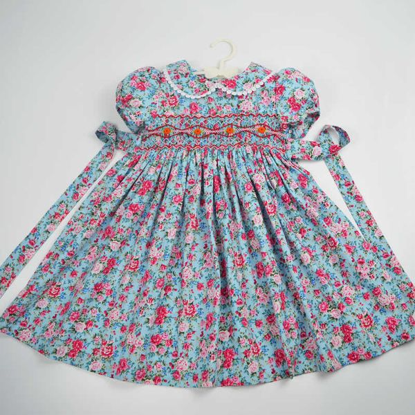 Kız Elbiseleri Çocuklar Çiçek Kokulu Elbiseler Kızlar İçin Yaz 2023 Çocuklar Toddler Kız Pamuk Vintage Smock Elbise Parti Düğün 2-7 Yearshkd230712