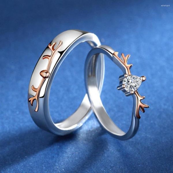 Eheringe ZHOUYANG Elch Paar Für Frauen Kpop Zubehör Rose Gold Farbe Herren Ring Gepaart Schmuck Einzigartige Liebe Geschenk Großhandel KCR133