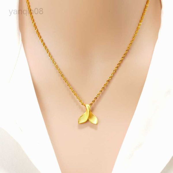 Collane con ciondolo Ciondolo a forma di sirena color oro puro 18k genuino per le donne Pendenti con collana in oro da donna riempiti di spessore Gioielli di fidanzamento HKD230712