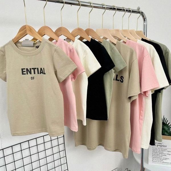 Çocuk T-Shirts Essentials Çocuk Giysileri Kısa Kollu Tshirts Kızlar Gençlik Gündelik Tişörtler Toddler Mektup Baskılı Giysiler Erkek Kadın Aile Mat X9JS#