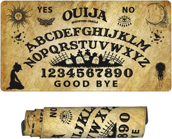 Ouija Board Wahrsagung Herzfriedhof Vintage Mousepad Accessoires erweiterte XL genähte Kante Gummi Sole 31.5x11.8