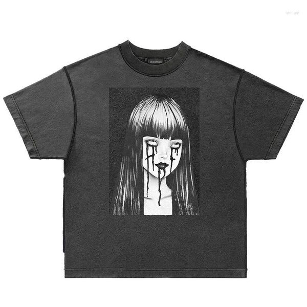 Camiseta Masculina Luxo 2023 Masculina Punk Arnodefrance Old Washing Black T-Shirt Hip Hop Skate Street Cotton T-Shirts #291