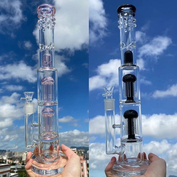 Toro Recycler Bubbler Cam Bongs Hookahlar Dağınık Çift Kol Ağacı Perc Su Boru Dab teçhizat 18mm kase eklemi