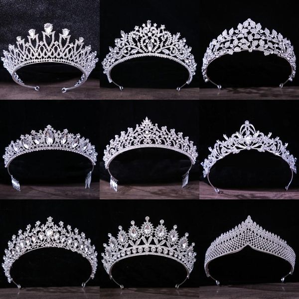 Pullovers Sier Color Crystal Crowns e Tiaras Barroco Crown vintage Tiara for Women Women Bride Pageant Diadema Diadem Wair Acessórios