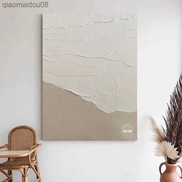 Nova Faca Texturizada Abstrata Pintura a Óleo Espessa Lona Acrílica Decoração de Parede Arte Decorativa para Casa Imagem Branca Obra de Arte Sem Moldura L230704