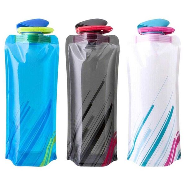 Garrafa de água 700ml Bolsa dobrável portátil à prova de esportes ao ar livre Fitness Ciclismo Recipiente de garrafa de água Chaleira