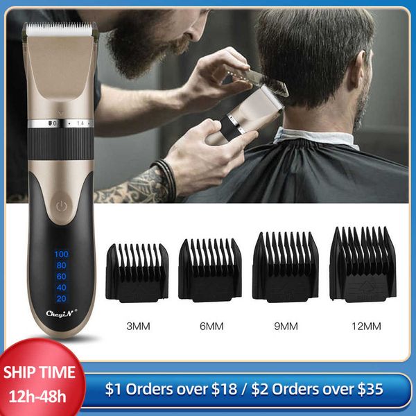 Профессиональный триммер для волос, цифровая USB-перезаряжаемая машинка для стрижки волос для мужчин, керамическая бритва для стрижки волос, парикмахерская машина