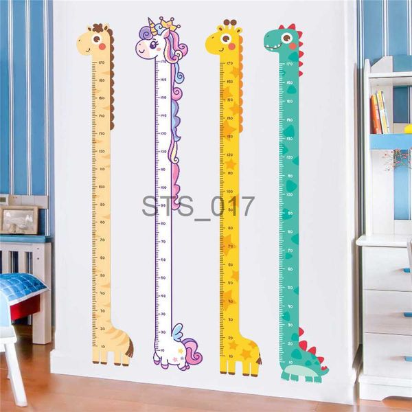 Outros adesivos decorativos dos desenhos animados bebê dinossauro crianças adesivo de altura PVC autoadesivo girafa unicórnio crianças régua de altura animal adesivo de parede decoração da casa x0712