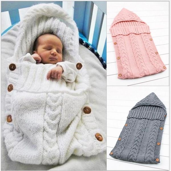 0-12 mesi neonato lavorato a maglia sacchi a pelo coperta infantile avvolgere a mano sacco a pelo super morbido con cappello top retail2447