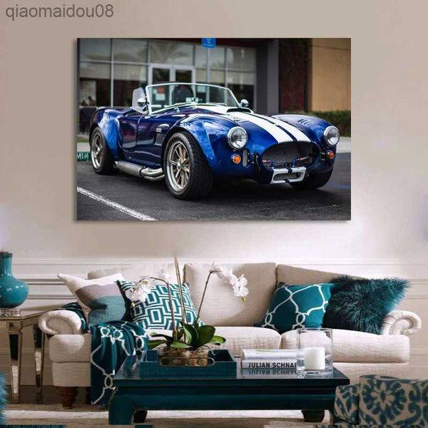 Süper otomobil posterleri Shelby AC Cobra Vintage Araba Cabriolet Resim Tuval Boyama Duvar Sanatı Modern Ev Odası Süslemeleri L230704