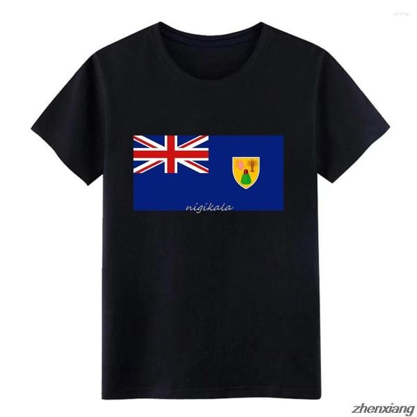 Мужские рубашки Теркс и острова Кайкос Флаг Флаг Печать Печать Размер XS-5XL Костюм свободный летняя тонкая футболка