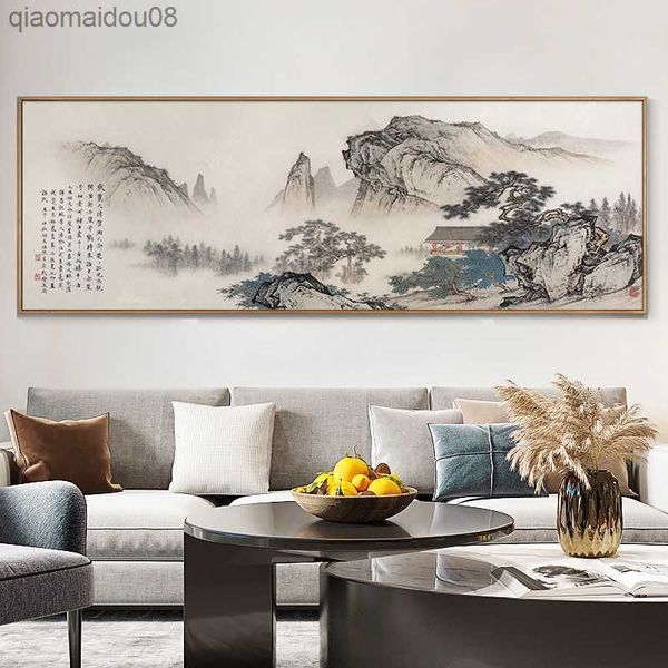 Плакат традиционный китайский стиль пейзаж горные стены на стенах холста картины картины принты для офисной гостиной домашний декор L230704