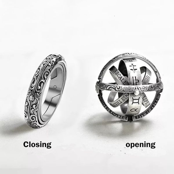Fedi nuziali Vintage Sfera astronomica per donna Uomo Complesso creativo Rotante Cosmic Finger Ring Jewelry jz516 230712