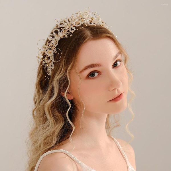 Fermagli per capelli di lusso in cristallo bianco corona da sposa moda gioielli fatti a mano damigella d'onore diademi accessori da sposa per copricapo da donna