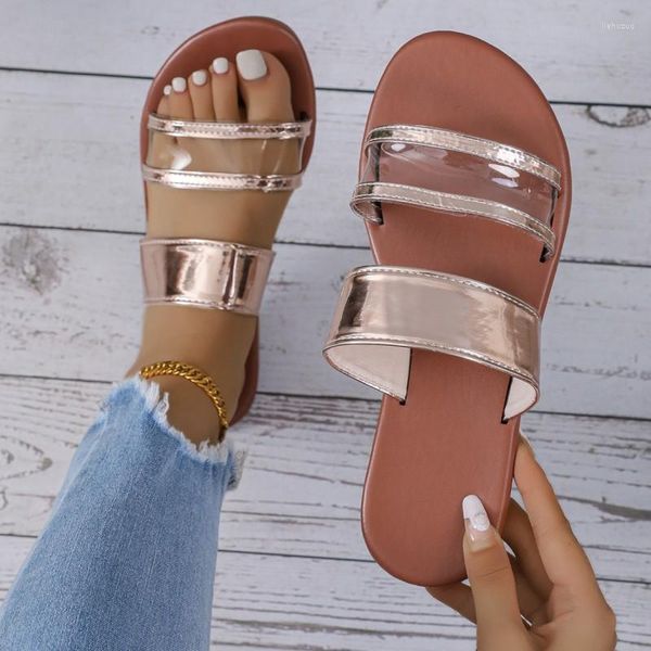 Slippers Summer Open Toe Flats Women Shoes 2023 Brand Fashion Casual Flip Flops Ladies Sandal