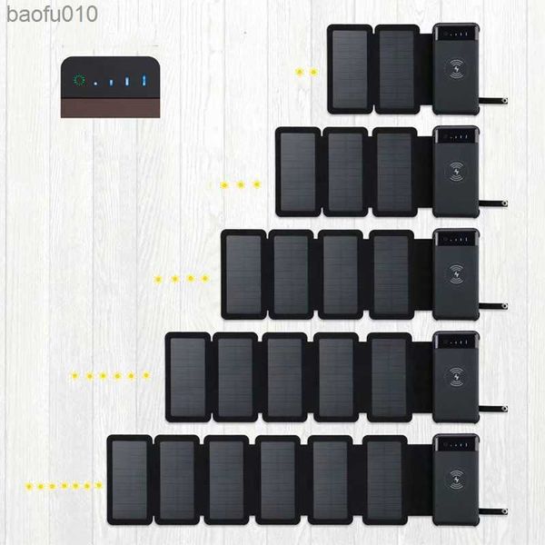 12000mAh Wireless Power Bank Caricabatterie solare pieghevole Powerbank Batteria esterna portatile per iPhone 11 12 X Xiaomi Poverbank L230712