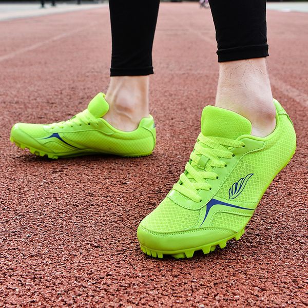 Sicherheitsschuhe Paar Laufschuhe grün rote Nägel Sportschuhe Herren und Damen Anti-Rutsch-Leichtathletikschuhe großer Junge Spikes-Schuhe 230711