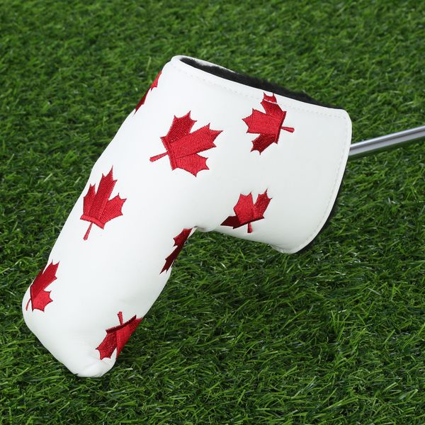 Diğer Golf Ürünleri 1 PC PU Golf Bayrağı Kırmızı Akçaağaç Yaprak Putter Kapak Headcover Koruma Çantası Golf Putter Kafa Golf Blade Club Head 230712