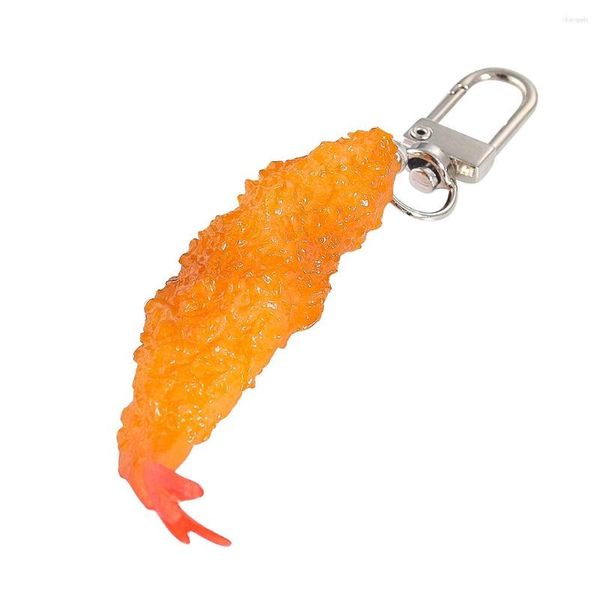 Portachiavi Divertente Simulazione Cibo giapponese Tempura Gamberetti fritti Snack Prelibatezze Ciondolo in PVC Portachiavi Vetrina Modello Borsa Zaino Ciondola