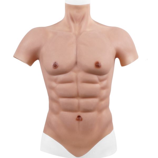 Mama Form Eyung Silicone Muscle Suit For Man Cosplay Costume Masculino Fake Chest Bodysuit Realistic Simulation Muscles for Halloween lifelike 230711