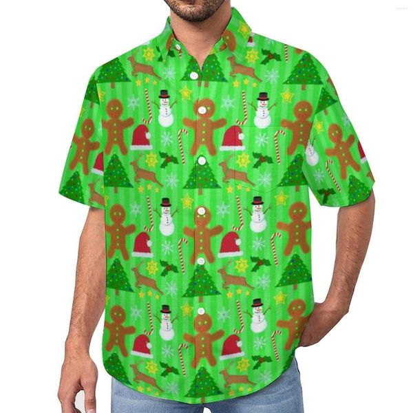 Camicie casual da uomo Albero di Natale Vacanza Stampa Camicia da spiaggia Camicette di tendenza hawaiane Uomo 3XL 4XL