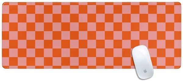 Scacchiera arancione design a scacchi 31,5 x 11,8 grande tappetino per mouse da gioco con bordi cuciti tastiera tappetino per mouse tappetino per scrivania casa