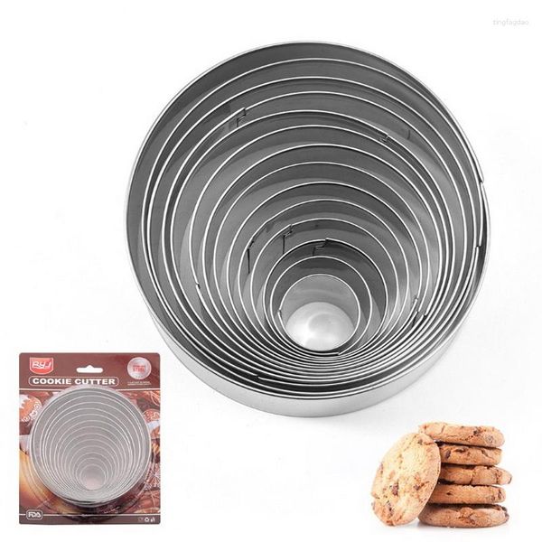 Moldes para assar 7/12 peças Moldes para mousse de aço inoxidável Moldes para cortador de bolo redondo em forma de rosquinha Multitamanho Fondant Molde para biscoito Ferramenta de cozinha