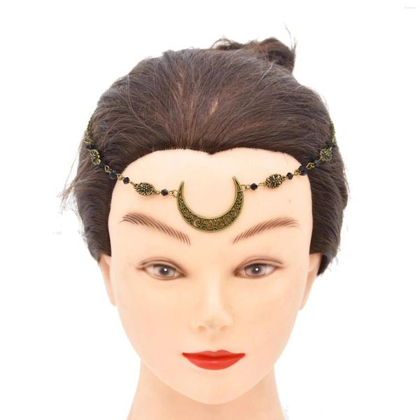 Fermagli per capelli Tribal Vintage Hollow Moon Head Catene Fasce per le donne Copricapo boemo Fronte Accessori per gioielli turchi