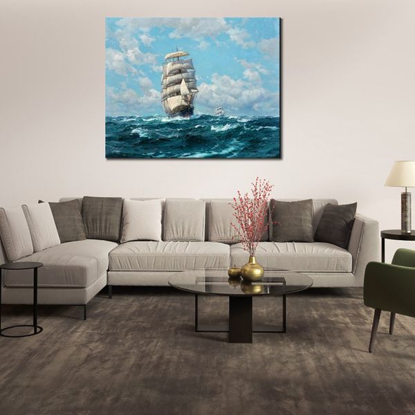 Marine Ship Canvas Wall Art The Tall Ship Carradale Frank Vining Smith Dipinto fatto a mano Seascape Bedroom Decor