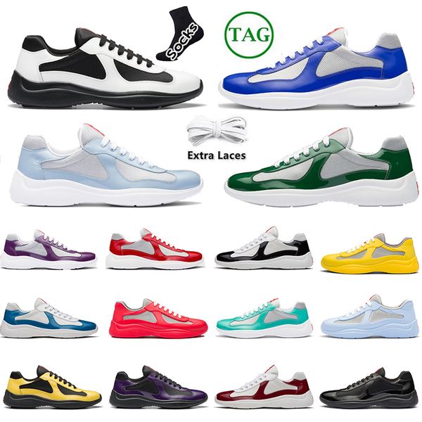 2023 uomini nuove scarpe casual americhe tazza xl scarpe da ginnastica in pelle verniciata scarpe da ginnastica piatte per uomo in pelle nylon maglia nera corridore all'aperto allenatore sport saldi scarpe