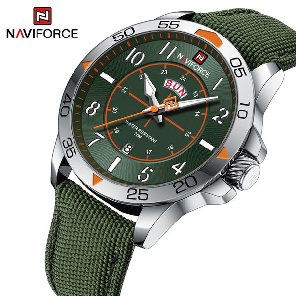 En iyi marka Naviforce Erkekler Saatler Su Geçirmez Lüks İş Gündelik Naylon Strap Kuvars Bilek saati Aydınlık Relogio Maskulino