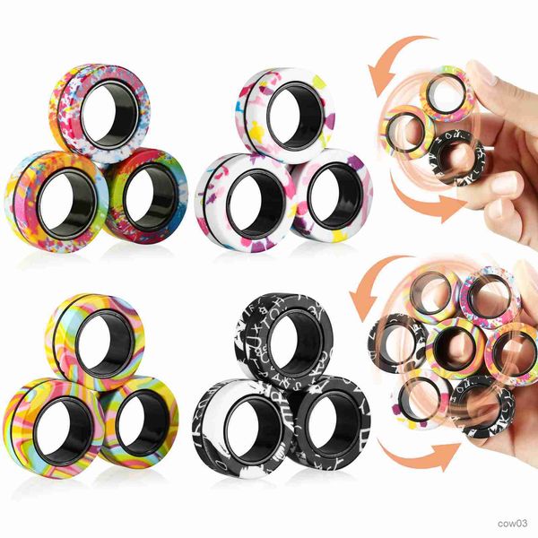 Giocattolo di decompressione Anello magnetico Giocattoli Dita Anelli magnetici Sollievo dallo stress Spinner magico Giocattoli per bambini adulti Ansia R230712