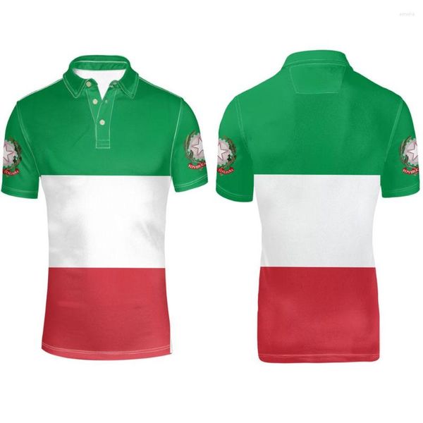 Polo Masculino Itália Masculino Juventude Faça Você Mesmo Custom Made Nome Número Impressão Po Texto Bandeira da Nação Ita País Italiano Camisa Polo Universitária Italia