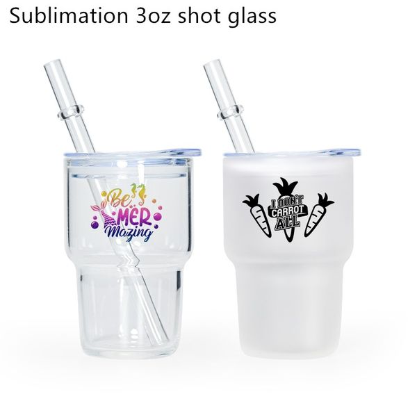 Sublimation 3oz Wein Tumbler klare gefrostete Farben Likör -Schnapsglas mit Plastikdeckel 60pcs/C A0139