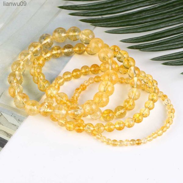 Natürliche gelbe Citrine Stein Armband Perlen Schmuck Geschenk für Männer magnetische Gesundheitsschutz Frauen elastischen Faden 6 8 mm L230704