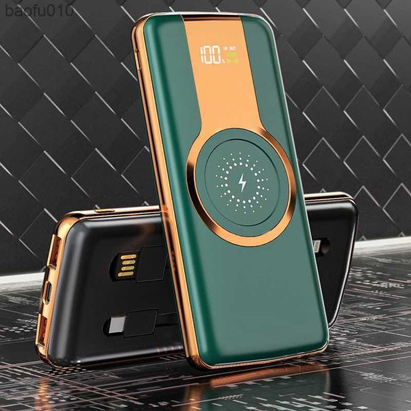 20000mah Power Bank Qi Wireless Charger PowerBank встроенный кабель 22,5 Вт быстрого зарядного устройства для iPhone 13 12 Pro Huawei Xiaomi Poverbank L230712