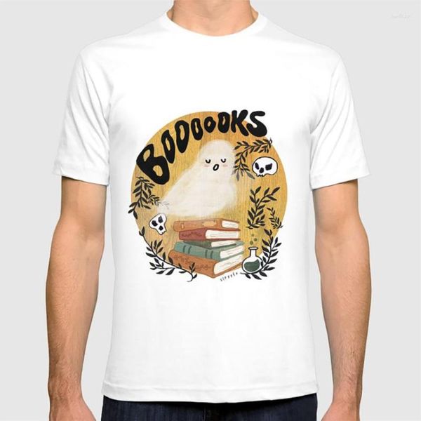 Camisetas masculinas Camisa assustadora para amantes de livros Livros fantasmas Leitor ávido assustador Bruxa fofa Bruxa de outono assombrada