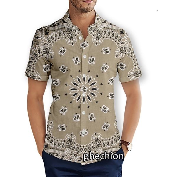 Männer Casual Shirts phechion Sommer Herren Kurzarm Strand Bandana 3D Gedruckt Mode Streetwear Männer Tops X101 230711