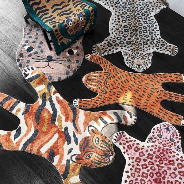 Teppich für Wohnzimmer Tiger Leopardenmuster Plüsch Schlafzimmer Nachtmatte Home Dekoration Cartoon Fluff Teppich Tapis Tapete 230711