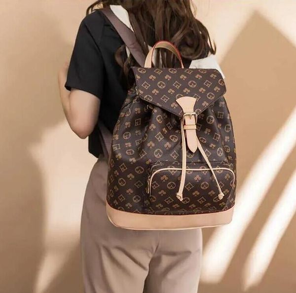 Бренд роскошные знаменитые мужчины женский рюкзак Pu кожа Bosphore Designer Brand Back Pack большой размер коричневый цветок женская сумочка роскошная дизайнерская сумка