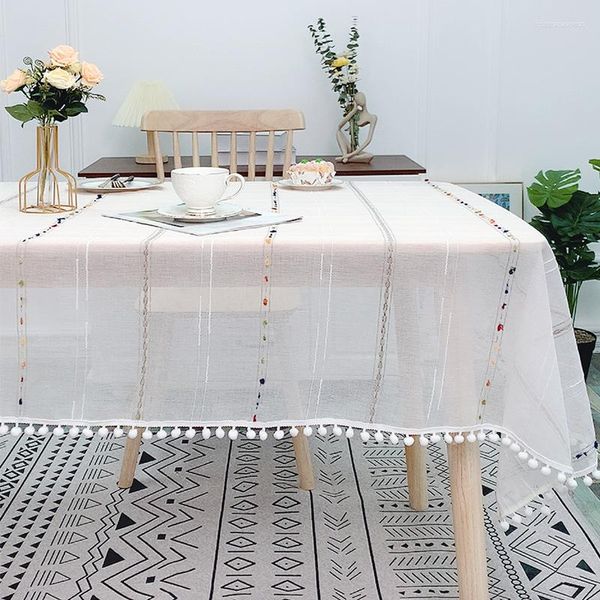 Tovaglia Tovaglia di pizzo Rettangolo Copertura per caffè Decorazione per cucina Sala da pranzo Casa Matrimonio Tulle Tassel Jacquard Coat Mat