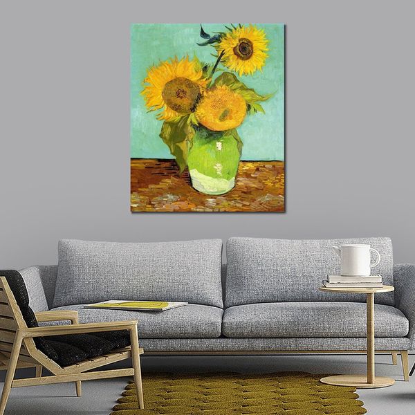 Berühmte Gemälde von Vincent Van Gogh, Sonnenblumen, impressionistische Landschaft, handgemaltes Ölgemälde, Heimdekoration