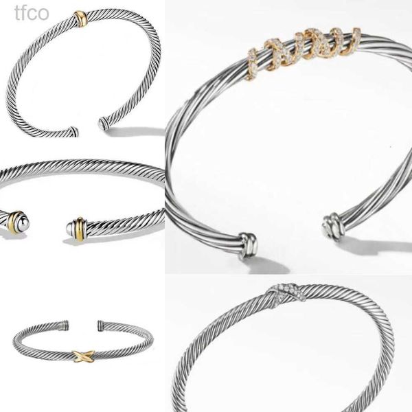Pulseiras de grife 4MM Fina Moda charme pulseira Corda de arame Abertura de duas cores Jóias femininas Luxos Designers femininos Tendência cravejado de diamantes de alta qualidade